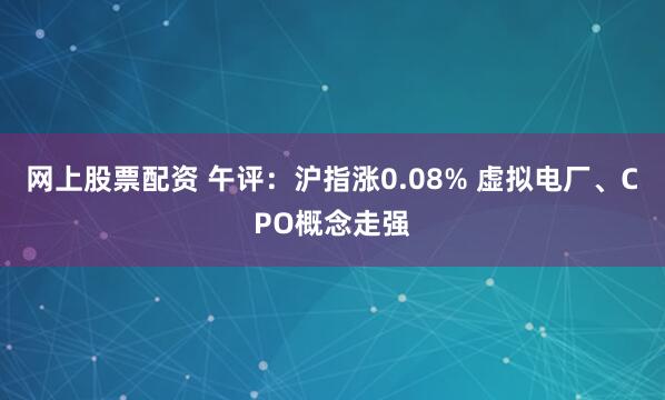 网上股票配资 午评：沪指涨0.08% 虚拟电厂、CPO概念走强